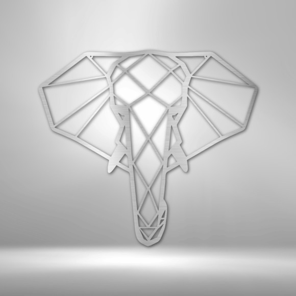 Geometric Elephant Steel Sign Laser Cut Powder Coated Home & Office Metal Wall D